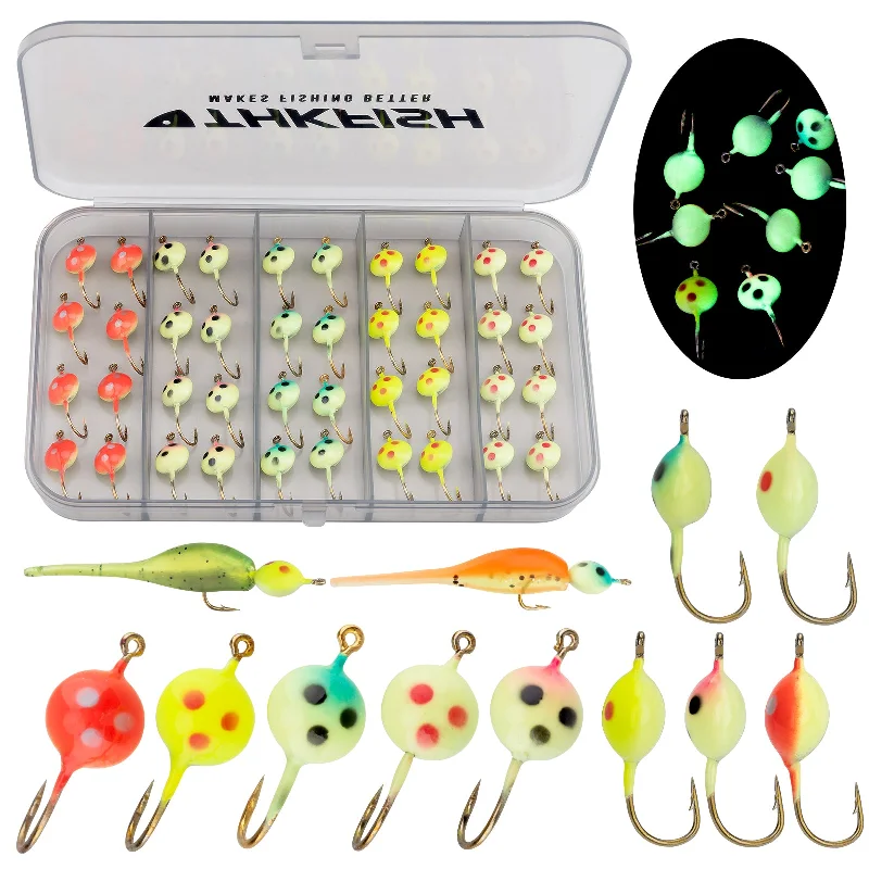 THKFISH Ice Fishing Jigs Lures Small Fishing Tackle Kit - 40pcs