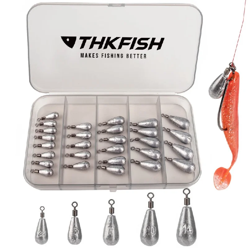 THKFISH 28pcs Drop Shot Fishing Weights Sinkers