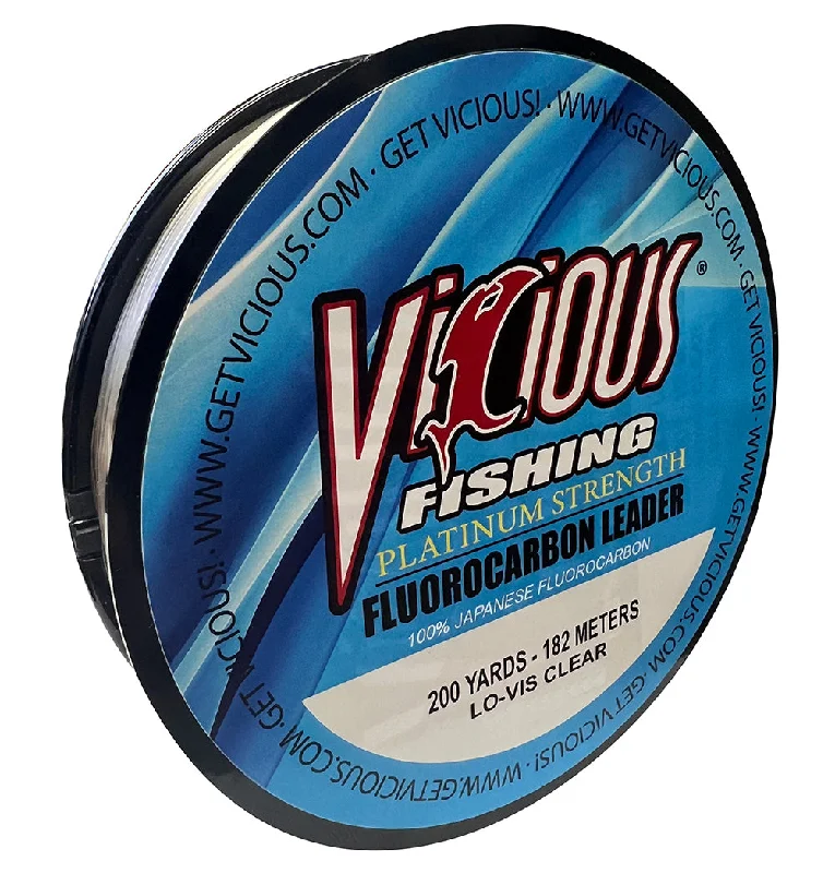 Vicious Platinum Strength 100% Fluorocarbon Leader - 200 Yards