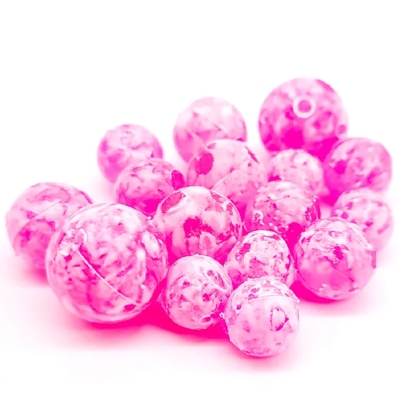 BnR Tackle Soft Beads, 18mm, Mottled Cerise, Neutral Buoyancy, 8/pack