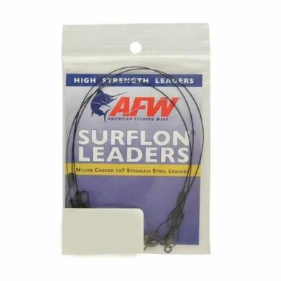 Surflon Leaders Nylon Coated 1X7 Stainless, Sleeve Swivel, Locksnap, 30 Lb 14 Kg Test, Black, 24 I