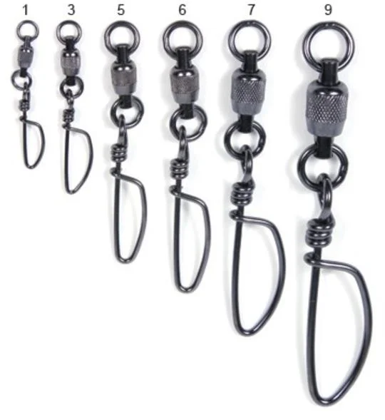 Stainless Ball Bearing Snap Swivels, NickelBlack 2Ring 95Lb 4PK