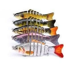 FAS Segmented Jointed Swimbaits 4" 3/5 Oz Multi Color Qty 5 in plastic box