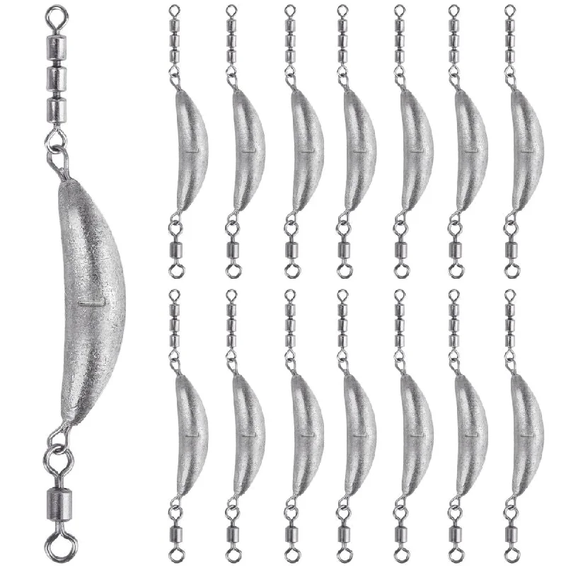 THKFISH Crescent Fishing Spin Sinkers with 3 Roller Swivels