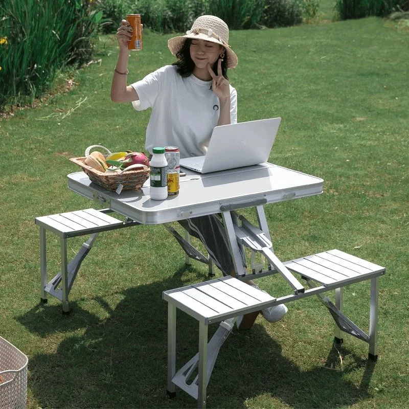 4pcs Portable Outdoor Folding Tables and Chairs One