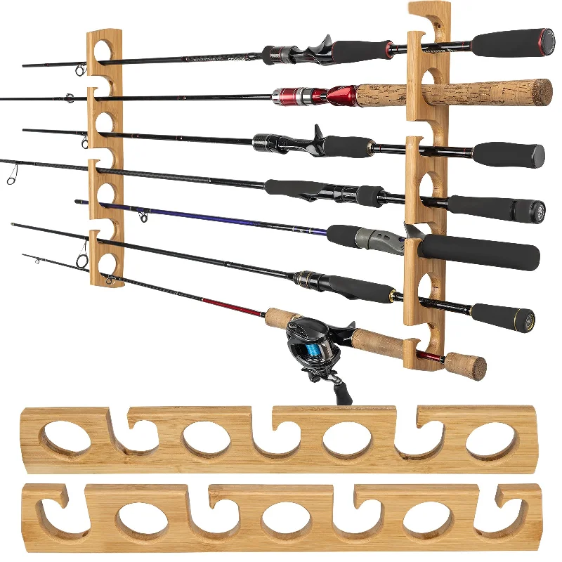 THKFISH Horizontal Fishing Rod Racks for Garage - Store 7 Rods