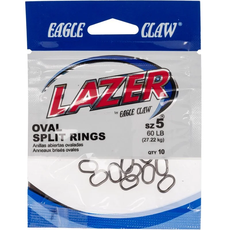 Lazer Oval Split Rings 10-Pack Black, 5 - Wghts/Floats and Leaders