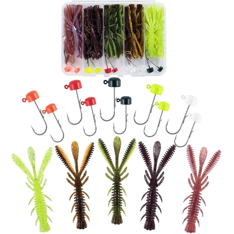 Dr.Fish 40pcs Crawfish Lure & Rig Jig Head kit (3/32-3/16oz)